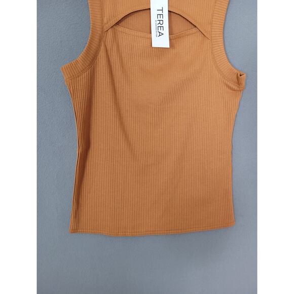 TEREA Women's Ava Cutout Tank Top Adobe Size Small - Picture 4 of 7